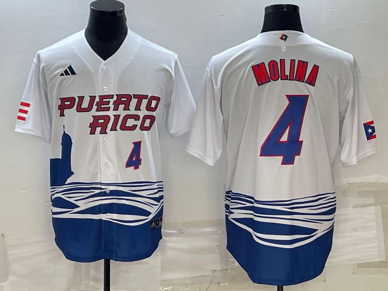 Men 2023 World Cub #4 Molina White  MLB Jersey